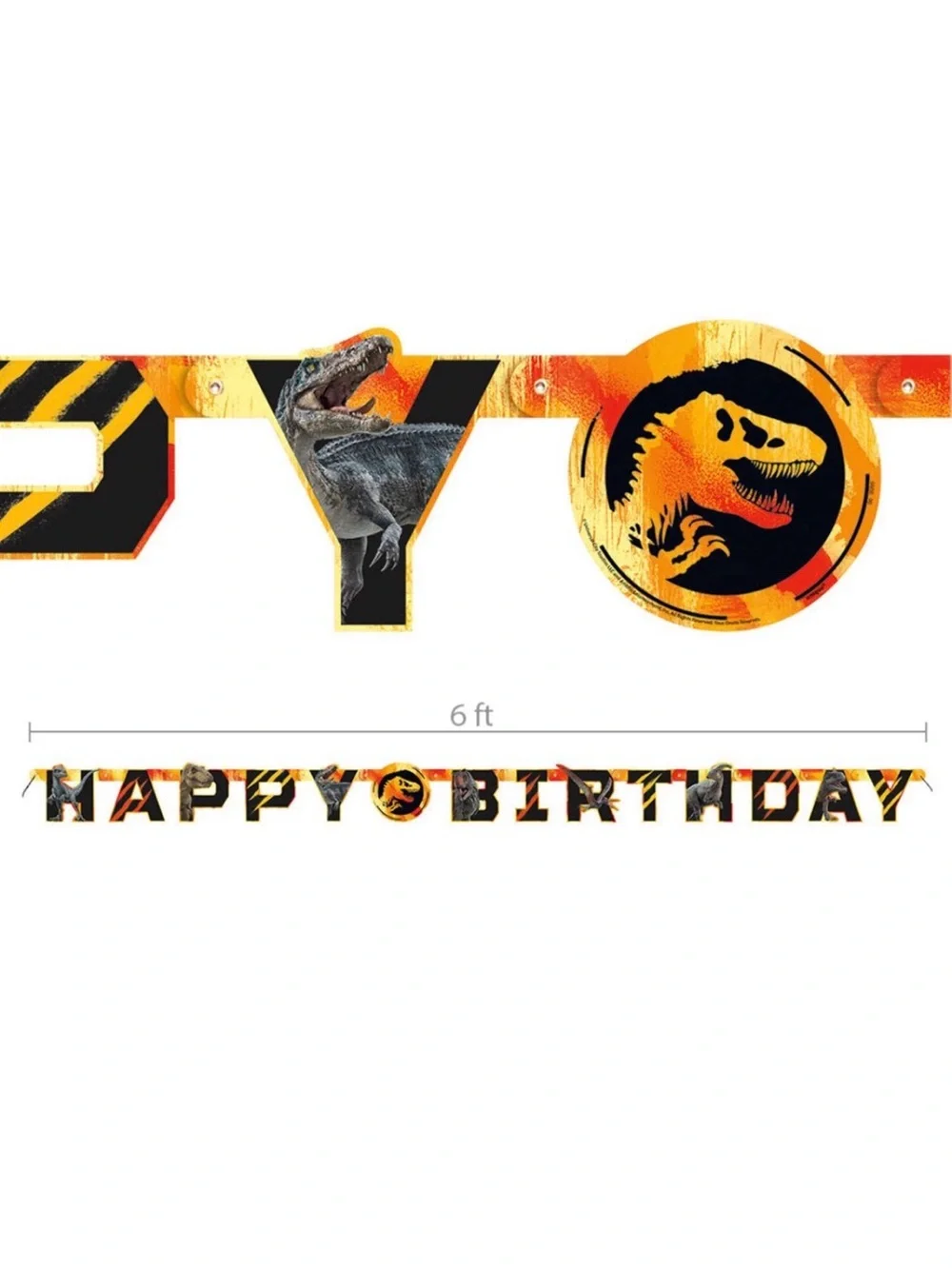 🍭$5🍭 NEW JURASSIC WORLD Banner Happy Birthday 1ct Orange Black Gray